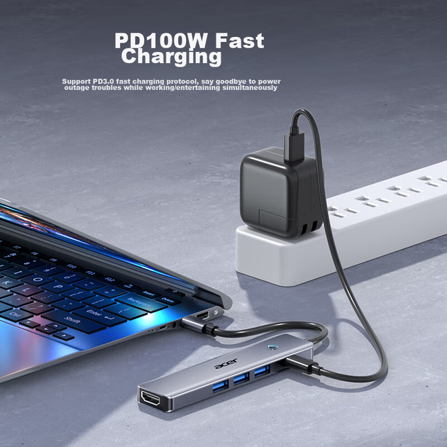 Док-станция расширения Acer Type-C, концентратор USB 3.0, адаптер HDMI, совместимый с MacBook, конвертер для компьютера и телефона, дублирование экрана 4K60Hz, зарядное устройство для портативных устройств, Five-I - изображение 9