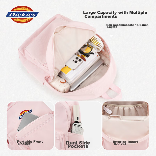 Женский рюкзак Dickies DK Schoolbag с множеством отделений, большой вместимостью, подходит для учащихся средних и старших классов, дорожная сумка. - изображение 9