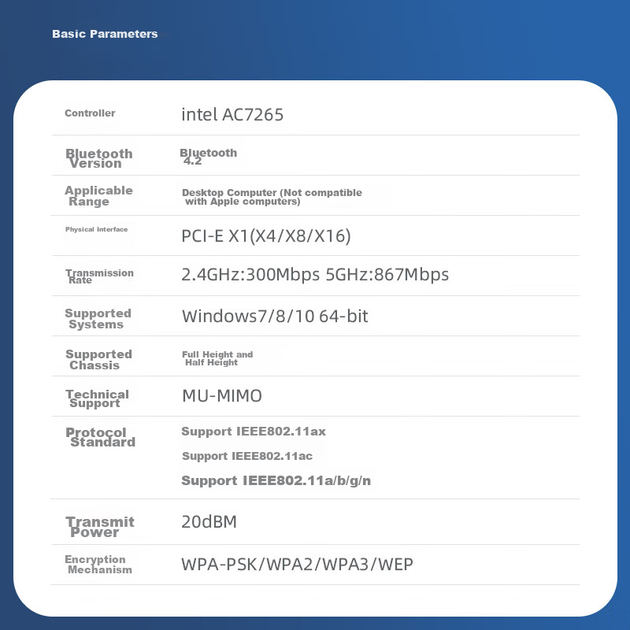 Мережева карта EB-LINK Intel 7265 PCI-E Wi-Fi 5/Bluetooth 4.2 - зображення 8