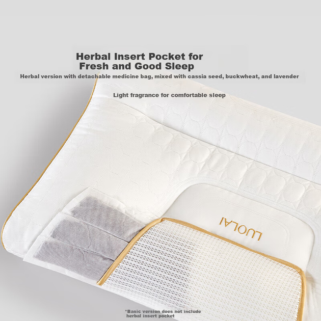 Подушка LUOLAI Home Textiles, зонированная подушка для растяжки шейного отдела позвоночника с травяным наполнителем, травяная подушка для взрослых, в упаковке 37*60 см. - изображение 4