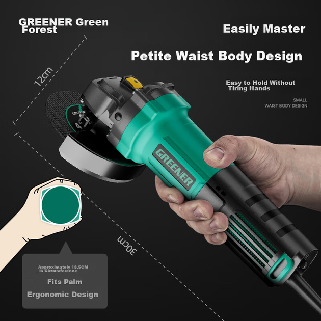 Угловая шлифовальная машина GREENER, угловая полировальная машина высокой мощности 800 Вт, режущий станок, шлифовальный станок, полировальный станок, электроинструмент. - Фото 6 Угловая шлифовальная машина GREENER, угловая полировальная машина высокой мощности 800 Вт, режущий станок, шлифовальный станок, полировальный станок, электроинструмент. - изображение 6