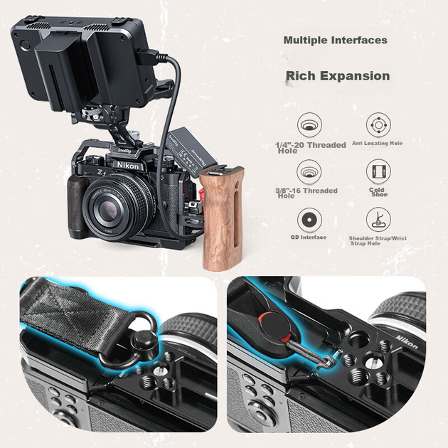 SmallRig 4262, сумісний з камерою Nikon ZF, кролячою кліткою, бездзеркальною та дзеркальною фотокамерою, швидкознімна розширювальна рамка, вертикальна ручна зйомка з L-подібною ручкою, аксесуари для зйомки - Фото 9 SmallRig 4262, сумісний з камерою Nikon ZF, кролячою кліткою, бездзеркальною та дзеркальною фотокамерою, швидкознімна розширювальна рамка, вертикальна ручна зйомка з L-подібною ручкою, аксесуари для зйомки - изображение 9