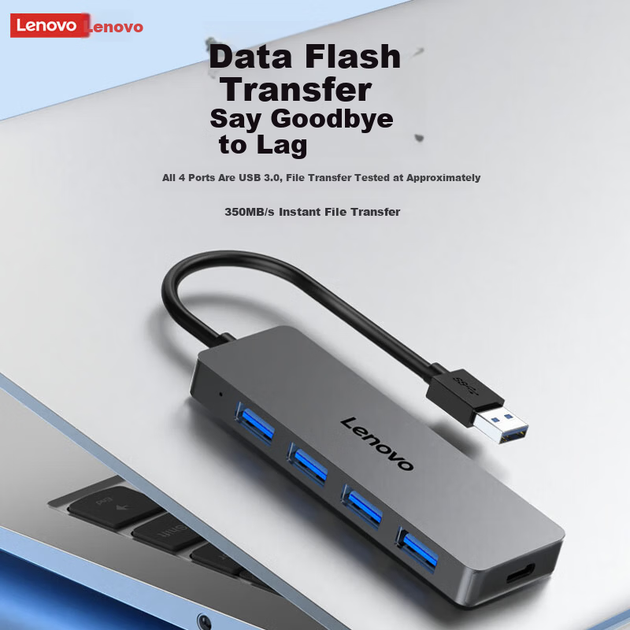 Lenovo USB 3.0 металевий 4-портовий високошвидкісний концентратор док-станція типу C блок живлення для ноутбука багатопортовий адаптер-розширювач - Фото 8 Lenovo USB 3.0 металевий 4-портовий високошвидкісний концентратор док-станція типу C блок живлення для ноутбука багатопортовий адаптер-розширювач - зображення 8