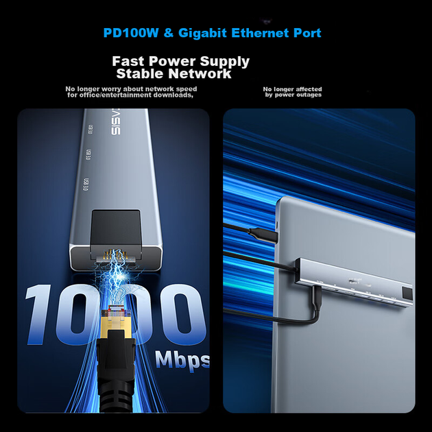 Док-станция расширения Acasis Type-C, HDMI-концентратор, разветвитель DP-концентратора, монитор 8K, Thunderbolt 4, гигабитная сеть, тройной экран 2K 240 Гц, быстрая зарядка Apple DS-9904. - изображение 8