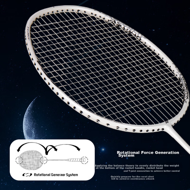 Бадминтонная ракетка YONEX Astrox High-Power All-Carbon Advanced Competition AX10, белая с глянцево-черным покрытием, с предварительно натянутыми струнами и обмоткой для рукоятки в комплекте. - изображение 9