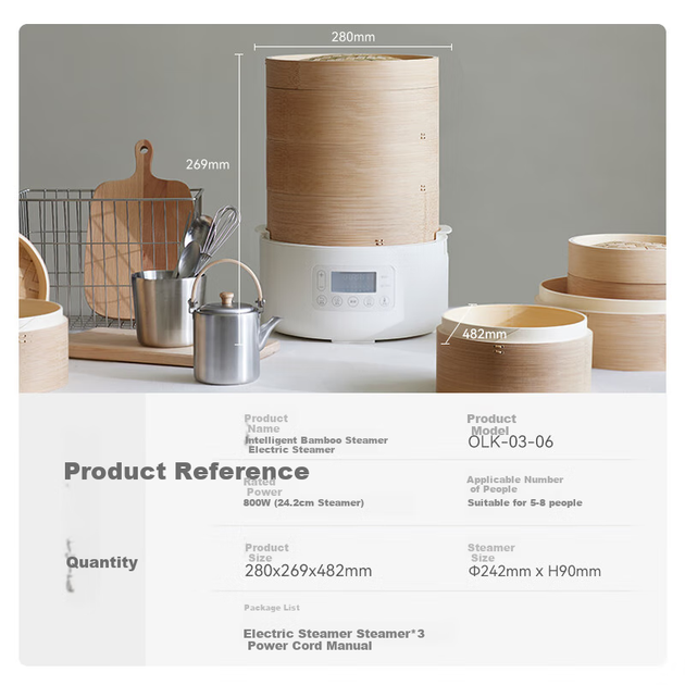 Пароварка Olayks Instant Bamboo Steamer Pot, многофункциональная машина для приготовления завтраков, быстро нагревающаяся домашняя пароварка с таймером и функцией резервирования, интеллектуальная модернизированная версия с 3 слоями. - Фото 4 Пароварка Olayks Instant Bamboo Steamer Pot, многофункциональная машина для приготовления завтраков, быстро нагревающаяся домашняя пароварка с таймером и функцией резервирования, интеллектуальная модернизированная версия с 3 слоями. - изображение 4