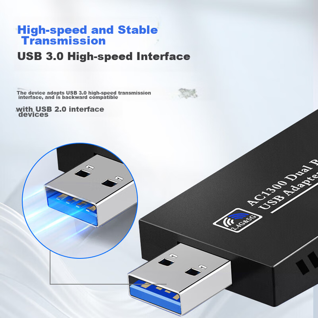 Беспроводная игровая сетевая карта Newmine 1800M Gigabit Dual-Band с интерфейсом USB WIFI6 для ноутбуков и настольных компьютеров, беспроводной приемник и передатчик WiFi. - изображение 9