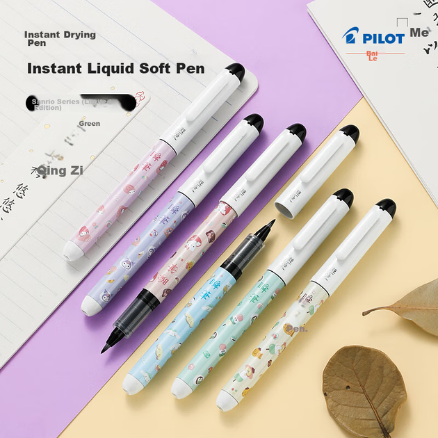 PILOT Instant Pen New Fiber швидковисихаюча м'яка ручка, для каліграфії, малий звичайний шрифт, серія Sanrio LSVS-FDMS23, M-Bite, чорна - зображення 5