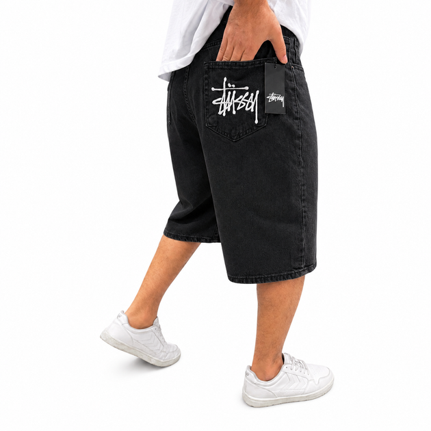 Чоловічі широкі шорти джинсові Stussy чорні антрацит 28(Р) (1027-344) - зображення 2