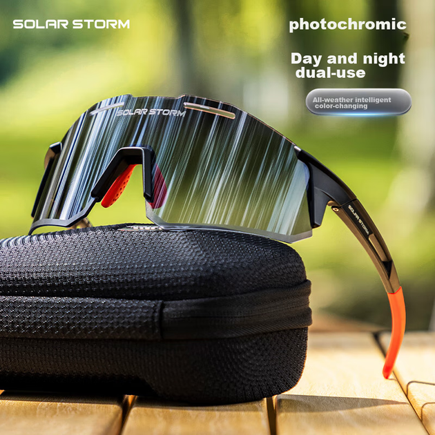 Очки SolarStorm велосипедные фотохромные, черно-красные - изображение 4