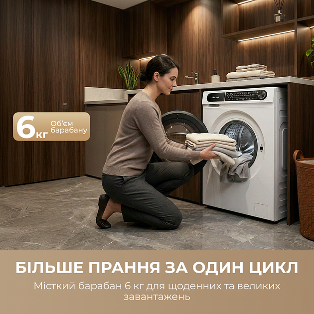 Пральна машина автоматична Dreame S6 (DWF06S30CA) (7273255) - Фото 7 Пральна машина автоматична Dreame S6 (DWF06S30CA) (7273255) - изображение 7