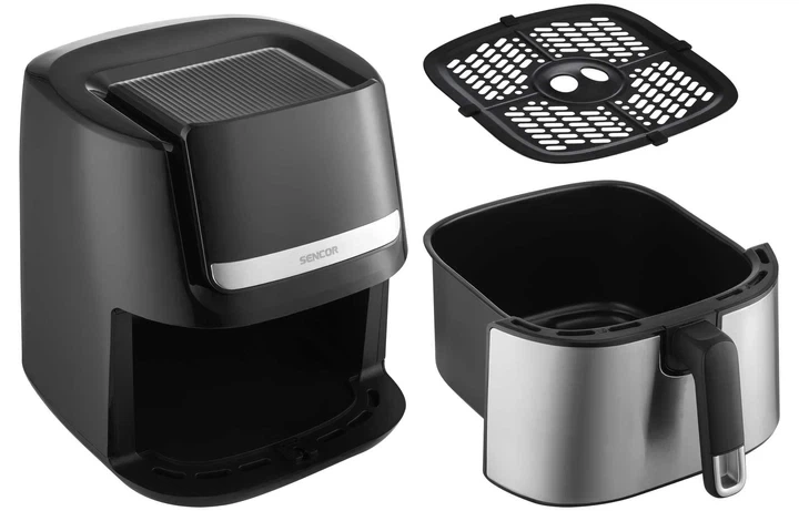 Аерогриль Air Fryer Sencor SFR6600SS 6.5 л великий кошик антипригарне покриття Сріблястий - зображення 6