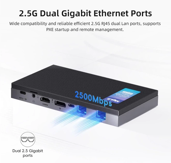 Мини ПК MeLE Quieter DL F5Q / Intel N100 / RAM 16GB / SSD 512GB / 2 х HDMI / LAN / Wi-Fi 5 / Bluetooth 5.1 / Windows 11 / Black (101939827) - изображение 7