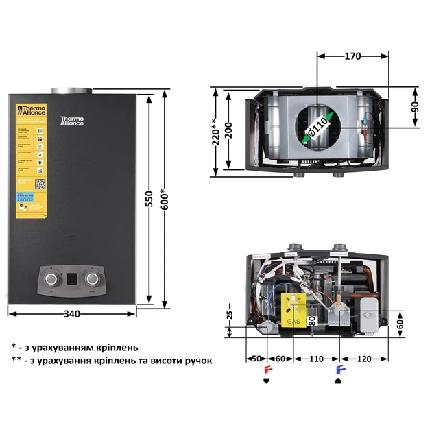 Колонка газова димохідна Thermo Alliance JSD20-10NQB BLACK 10 л EURO+ - зображення 2