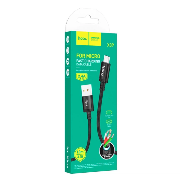 USB кабель Hoco X89, MicroUSB, 2.0 м., Черный - 594524 - Фото 5 USB кабель Hoco X89, MicroUSB, 2.0 м., Черный - 594524 - изображение 5