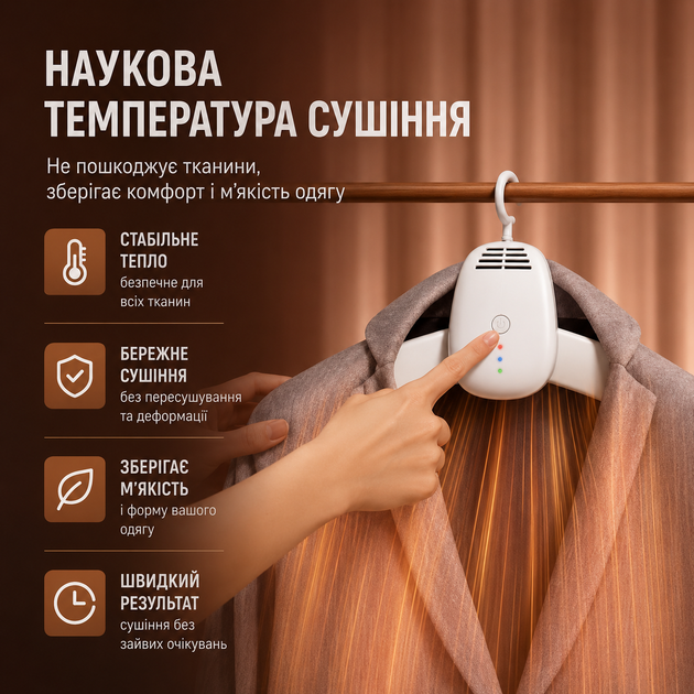 Сушилка электрическая для обуви и одежды 2 в 1 портативная вешалка-сушилка 130 Вт 50 дБ - изображение 3