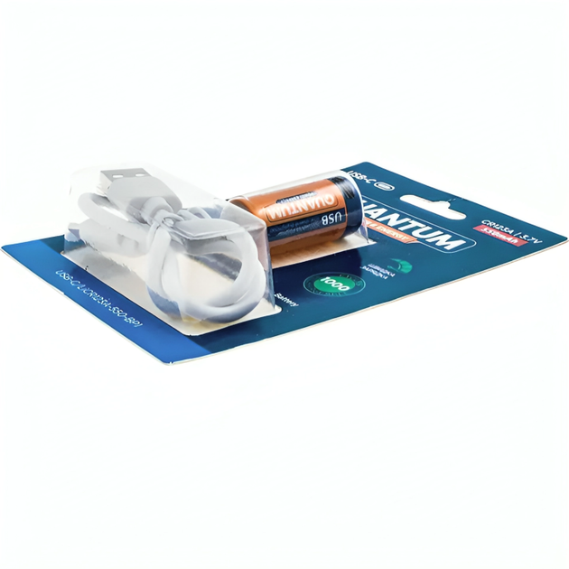Акумулятор літій-іонний Quantum USB Li-ion CR123A 16340 3.7V 550mAh блістер та кабель Type-C - зображення 4