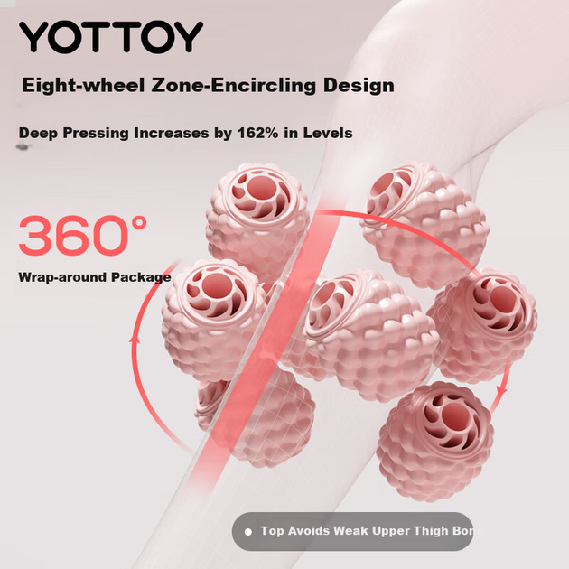 Массажный ролик для ног Yottoy с 8 колесиками, профессиональный ролик для расслабления мышц, похудения бедер и икр, поролоновый ролик. - изображение 6