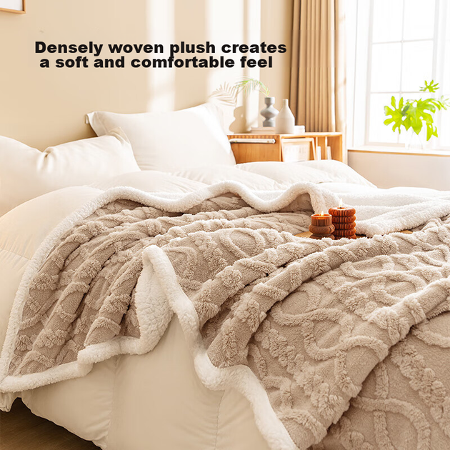 JD Original Lazy Large Sweater Blanket, 1500 г Taffy Double Layer Thickened Vorp Blanket, Світло-хакі, 1,5x2 м - Фото 5 JD Original Lazy Large Sweater Blanket, 1500 г Taffy Double Layer Thickened Vorp Blanket, Світло-хакі, 1,5x2 м - изображение 5
