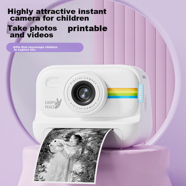 Детский фотоаппарат мгновенной печати MAQUCC, прямая фотопечать, игрушка для девочек 3-6 лет, высококачественный и практичный подарок на день рождения, 7-8 лет, белый S9 + 3 рулона пленки. - изображение 9