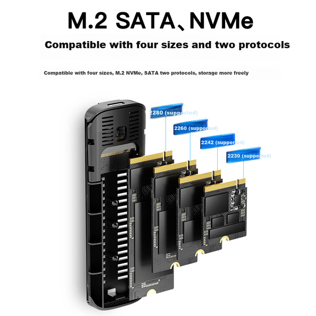 Корпус для жесткого диска Mihu M.2 NVMe/SATA с двойным протоколом, Type-C3.2, портативный, совместимый с внешним корпусом для SSD-накопителя Apple для 16-дюймовых ноутбуков, GN11. - изображение 10