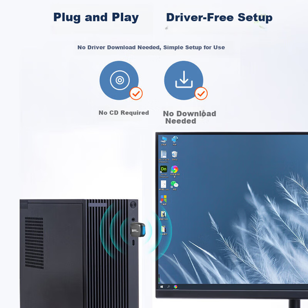 Бездротовий USB-адаптер Newmine WiFi6 без драйверів, настільний WiFi-приймач, зовнішня мережева антена для ноутбуків і настільних комп'ютерів - изображение 5