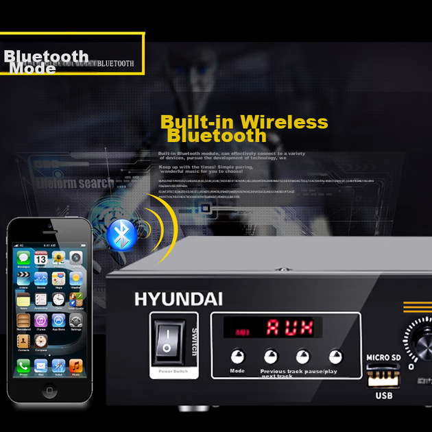 Підсилювач постійної напруги HYUNDAI Bluetooth 80 Вт, потужний публічний динамік, стельовий гучномовець, настінний динамік, підвісна стеля, домашній кінотеатр, комбінація SU-901, чорний - Фото 6 Підсилювач постійної напруги HYUNDAI Bluetooth 80 Вт, потужний публічний динамік, стельовий гучномовець, настінний динамік, підвісна стеля, домашній кінотеатр, комбінація SU-901, чорний - изображение 6