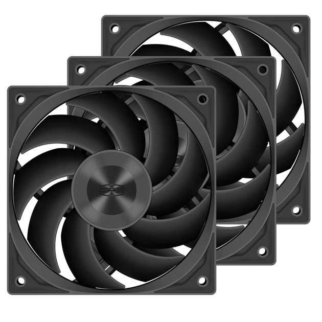 Комплект із трьох вентиляторів для корпусу PCCOOLER F5R120BK / Підшипник FDB / Металева текстура CD / Тришвидкісне ШІМ-регулювання швидкості / Трикутний геометричний візерунок - изображение 4