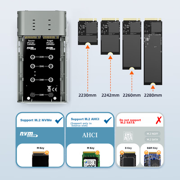 Корпус MAIWO M.2 NVMe/AHCI SSD для клонування, дисковий масив, сумісний із зовнішнім корпусом для ноутбука лише для читання K2023P - зображення 8