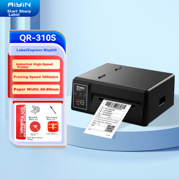 Промисловий експрес-принтер QIRUI QR-310S, високошвидкісний, самоклеючий принтер електронних етикеток для доставки, термопринтер штрих-кодів - изображение 4