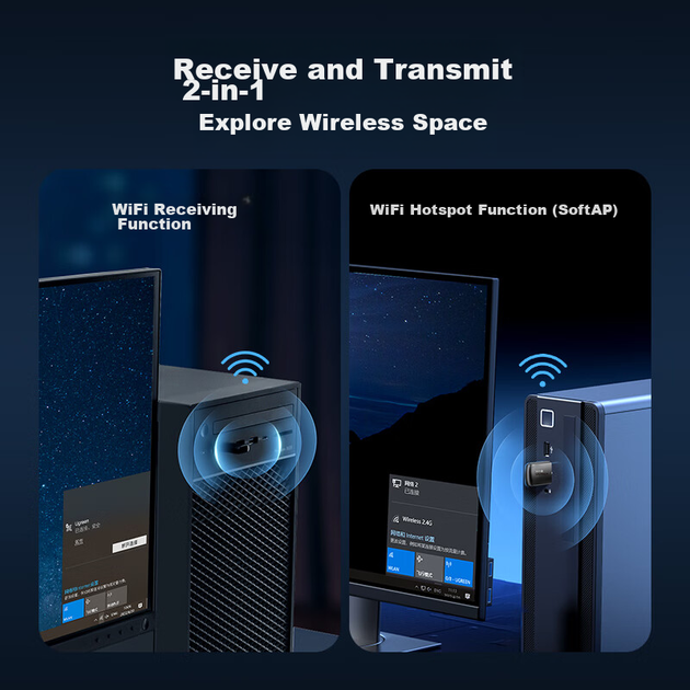 Бездротовий мережевий адаптер UGREEN USB WiFi 6 без драйверів AX900 дводіапазонний 5G настільний WiFi приймач із вбудованою антеною, мережева карта для комп'ютера, ноутбука, бездротовий приймач-передавач - изображение 6