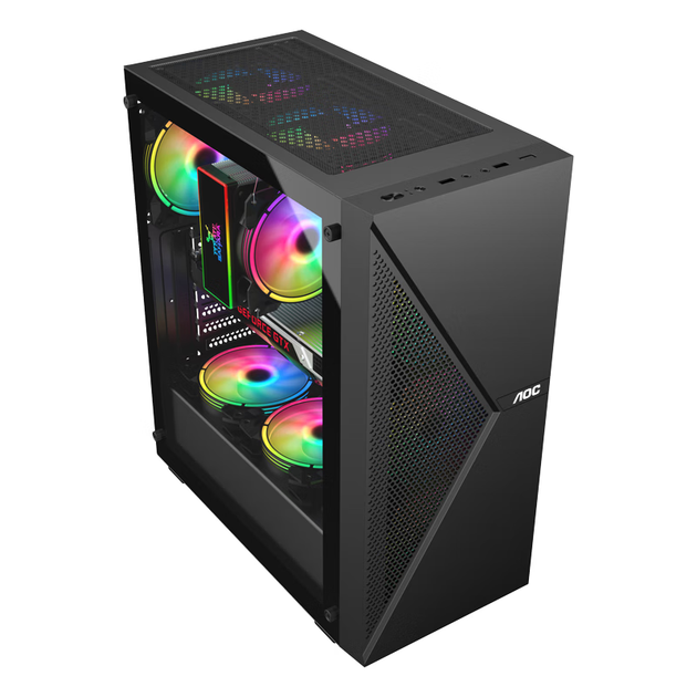 Игровой компьютерный корпус AOC CG272B (ATX, поддержка водяного охлаждения 240 мм, отсеки для накопителей U3, 8 мест для вентиляторов, сетчатая передняя панель, боковое окно из стекла, 7 слотов PCI) - изображение 5