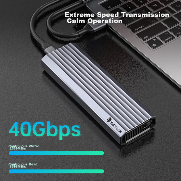 Корпус для жесткого диска Yottamaster USB 4.0, портативный корпус для SSD M.2 NVMe, совместимый с Thunderbolt 4, с вентилятором с регулировкой температуры, универсальный для Black Myth: Wukong, внешний корпус для жесткого диска компьютера и ноутбука. - изображение 7