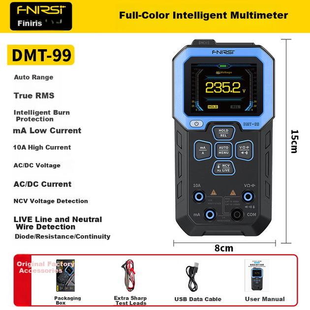 Цифровой мультиметр FNIRSI DMT-99, высокоточный, интеллектуальный, с автоматическим выбором диапазона, многофункциональный тестер для электрооборудования. - Фото 5 Цифровой мультиметр FNIRSI DMT-99, высокоточный, интеллектуальный, с автоматическим выбором диапазона, многофункциональный тестер для электрооборудования. - изображение 5