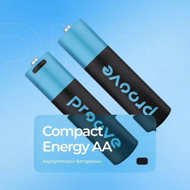Аккумуляторные батарейки Proove Compact Energy AA 2 шт black (RBCE26010008) - изображение 9