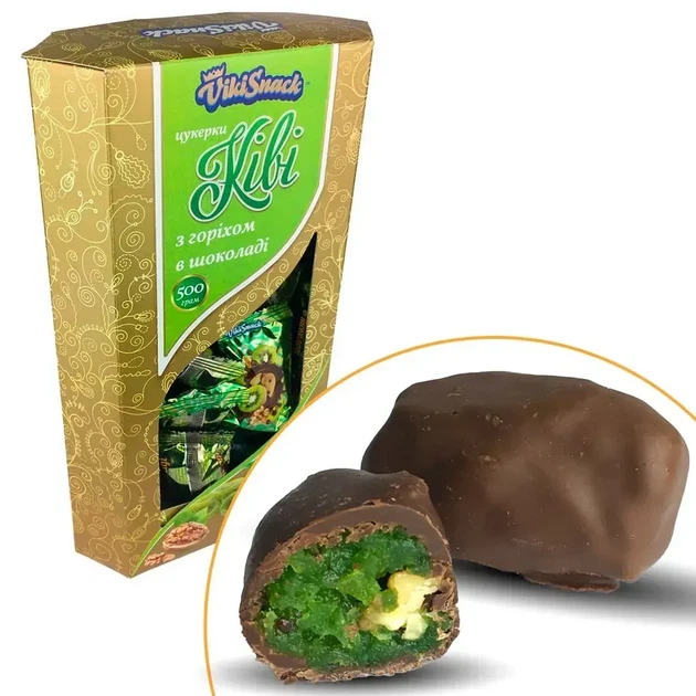 Цукерки VikiSnack «Ківі з горіхом у шоколаді» 500 г - Фото 1 Цукерки VikiSnack «Ківі з горіхом у шоколаді» 500 г - зображення 1