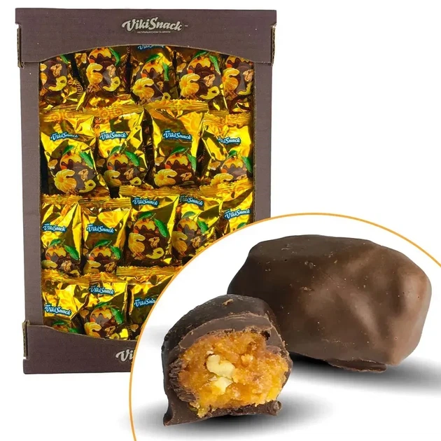 Цукерки VikiSnack Мандарин з горіхом у шоколаді, 1,5 кг - Фото 1 Цукерки VikiSnack Мандарин з горіхом у шоколаді, 1,5 кг - зображення 1