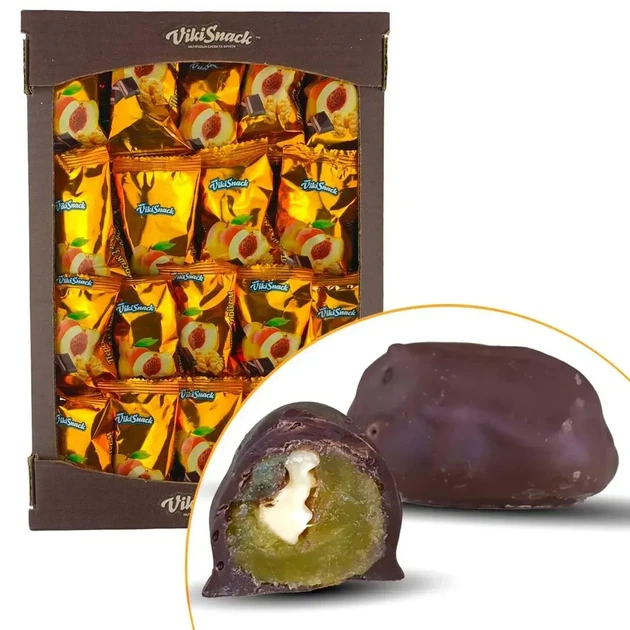 Цукерки VikiSnack Персик з горіхом у шоколаді, 1,5 кг - Фото 1 Цукерки VikiSnack Персик з горіхом у шоколаді, 1,5 кг - зображення 1