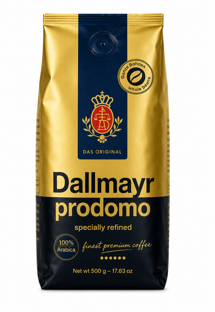 Кава в зернах Dallmayr Prodomo 500 г — 100% Arabica, преміальна зернова кава - Фото 1 Кава в зернах Dallmayr Prodomo 500 г — 100% Arabica, преміальна зернова кава - зображення 1