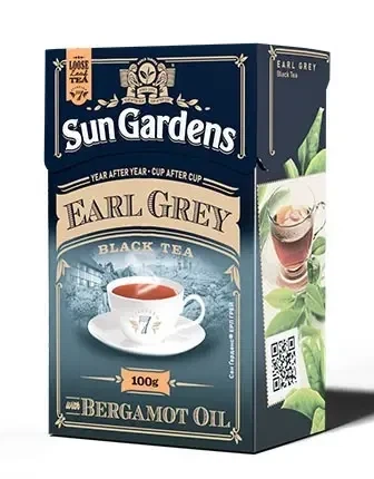 Черный чай Sun Gardens Earl Grey (Эрл Грей) заварной листовой с бергамотом, 100 г - Фото 1 Черный чай Sun Gardens Earl Grey (Эрл Грей) заварной листовой с бергамотом, 100 г - изображение 1