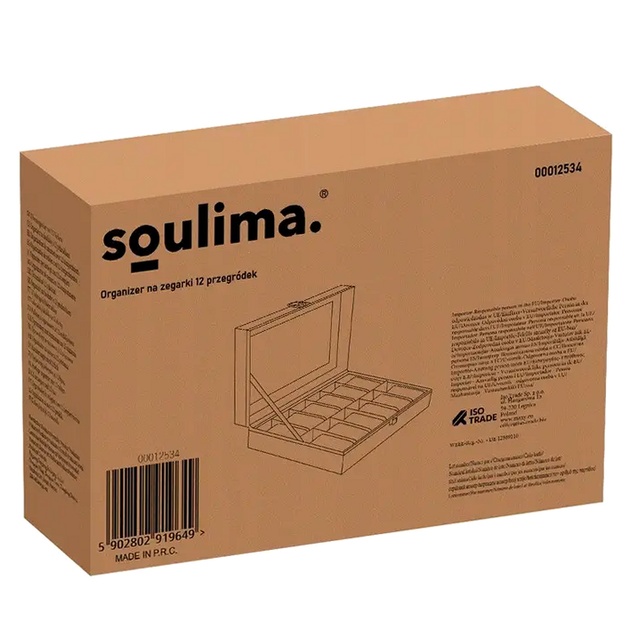 Шкатулка органайзер для хранения часов 12 отделений черная Soulima SE0872 - Фото 7 Шкатулка органайзер для хранения часов 12 отделений черная Soulima SE0872 - изображение 7