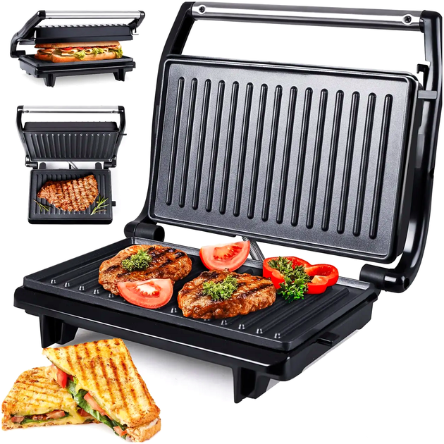 Электрический гриль 700 Вт для кухни 23x14,5 см антипригарное покрытие Clatronic SE0273 - изображение 4