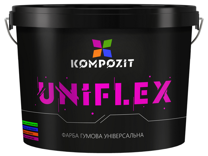 Фарба гумова універсальна UNIFLEX Kompozit, 0,9 кг, Чорний RAL 9011 - изображение 2