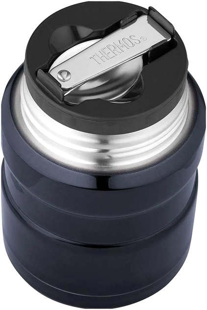 Термос для еды 0,47 л с ложкой для пикника нержавеющая сталь синий Thermos SE1098 - изображение 4