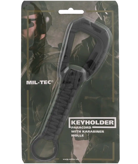 Брелок с карабином из полиэстера для ключей с петлями MOLLE черный Mil-Tec SE1468 - Фото 6 Брелок с карабином из полиэстера для ключей с петлями MOLLE черный Mil-Tec SE1468 - изображение 6