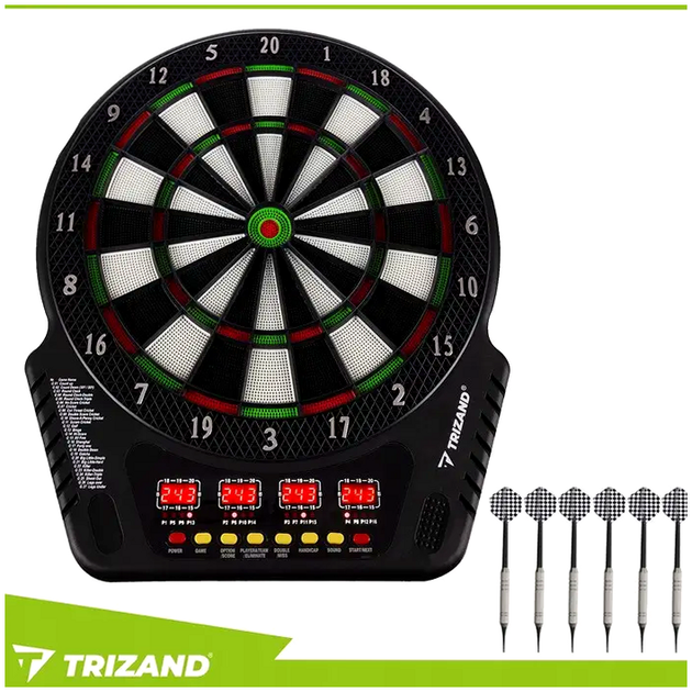 Электронная мишень для дартса 1 16 игроков 27 игр 6 дротиков Trizand SE0743 - изображение 2