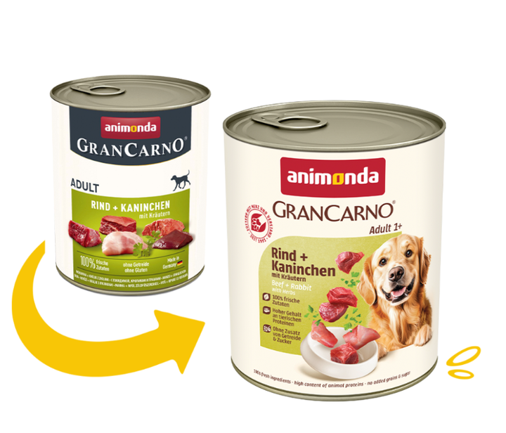 Упаковка вологого корму для собак Animonda Gran Carno Adult Beef + Rabbit with Herbs | 6шт*800 г (яловичина і кролик) - изображение 2