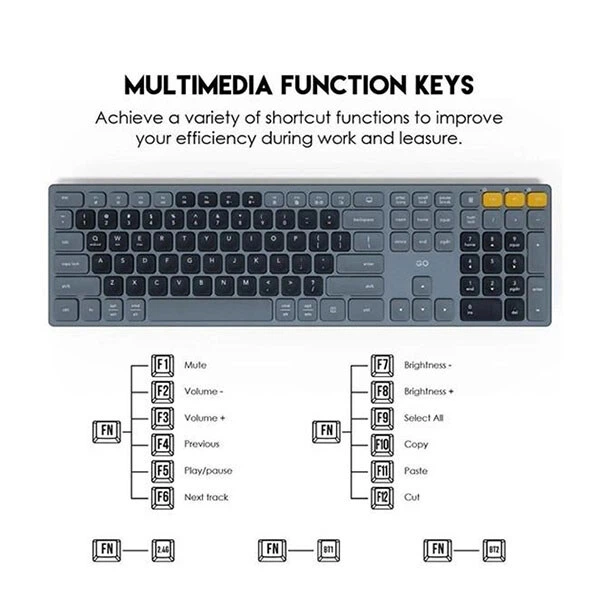 Клавіатура та миша Fantech Go WK895, Сірий - 443474 - Фото 7 Клавіатура та миша Fantech Go WK895, Сірий - 443474 - зображення 7