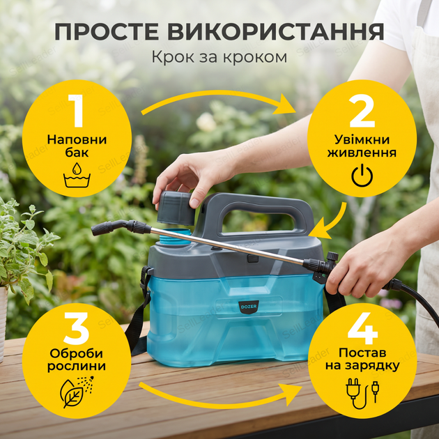Аккумуляторный опрыскиватель 2500МА Dozer 33х16.5х27см 5л для удобрения дезинфекции сада теплицы синий - Фото 8 Аккумуляторный опрыскиватель 2500МА Dozer 33х16.5х27см 5л для удобрения дезинфекции сада теплицы синий - изображение 8