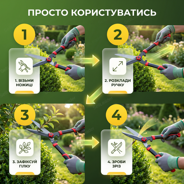 Ножницы садовые AgroStar мод.098 60см лезвие 23,5см для среза кустов веток закаленная сталь секатор ручной - Фото 8 Ножницы садовые AgroStar мод.098 60см лезвие 23,5см для среза кустов веток закаленная сталь секатор ручной - изображение 8